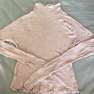 Pink waffle knit turtleneck